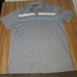 Travis Mathew Polo Shirt Adult Extra Large Gray Striped Golf Casual Lightweight